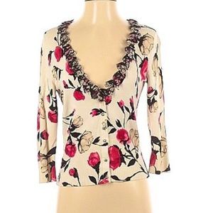 White House Black Market Floral Cardigan